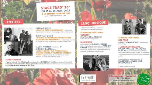 Ateliers & Animation 20° édition Stage Trad’